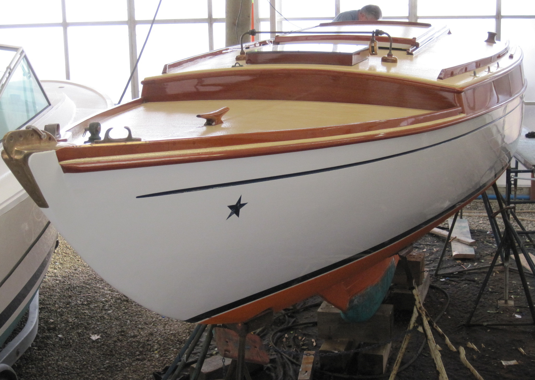 Wooden Boat Restoration - Kestrel - From the waterline up, Kestrel is finished.