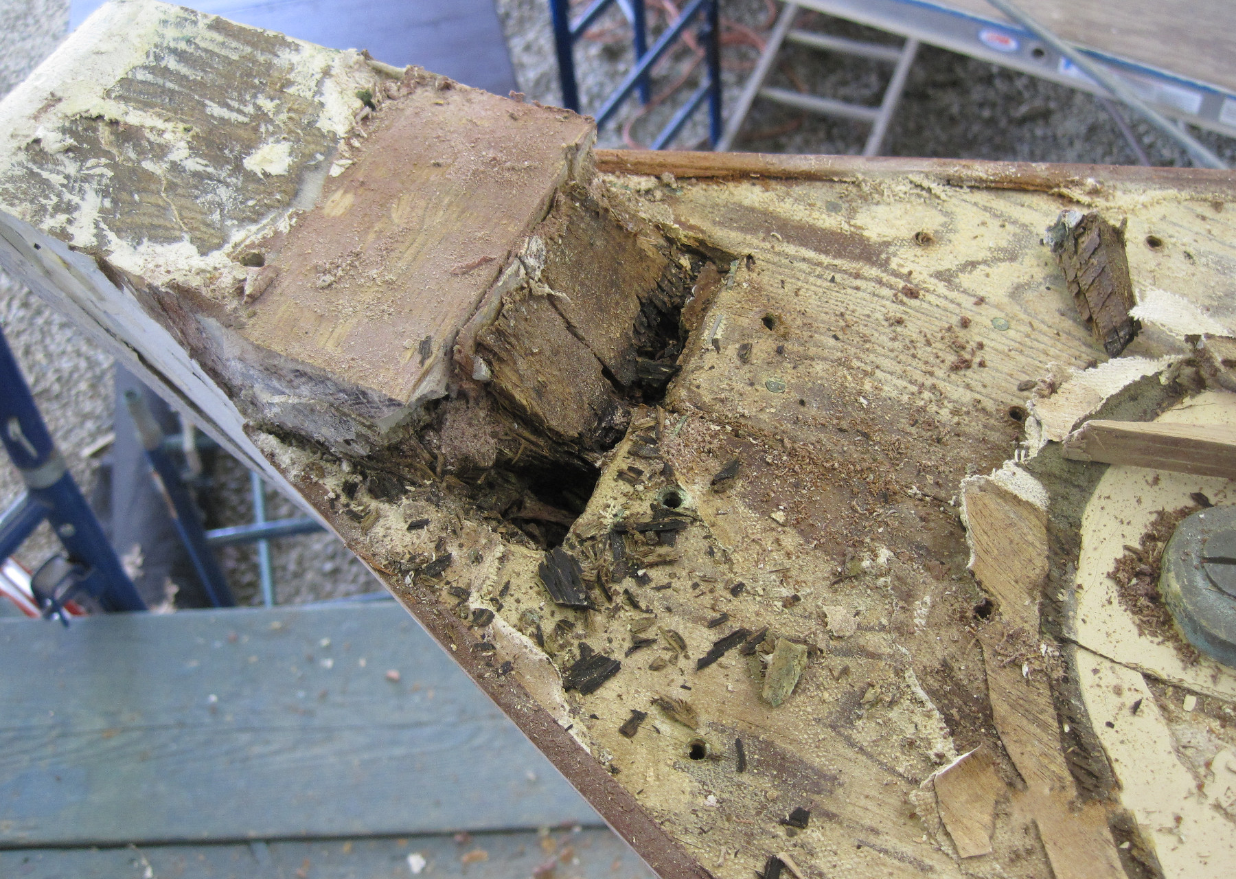 Wooden Boat Restoration - Kestrel - Like other wood on the boat, the stem had fallen into disrepair.